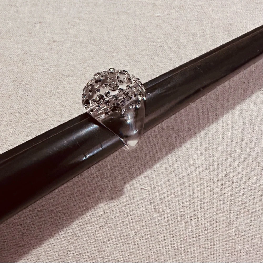 bp| Ring | Disco Ball Plastic Ring with Grayish Stones | Modern | Disco